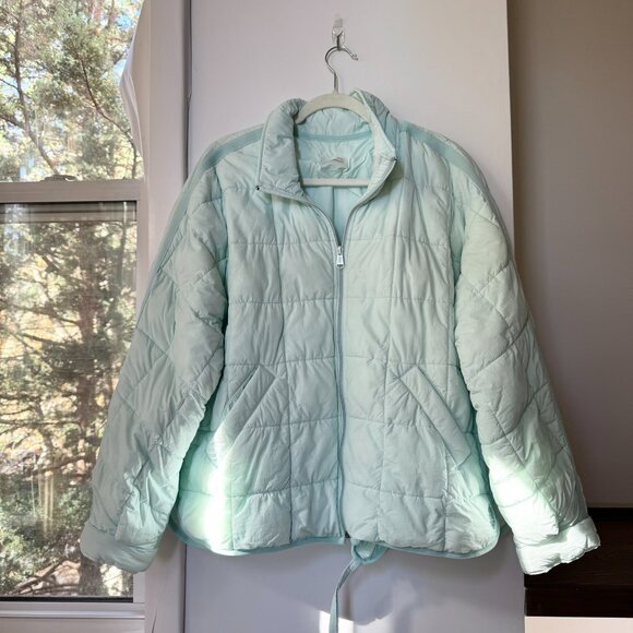 Free People Pippa Packable Puffer Jacket FP Movement Saltwater Blue Large - Picture 8 of 11